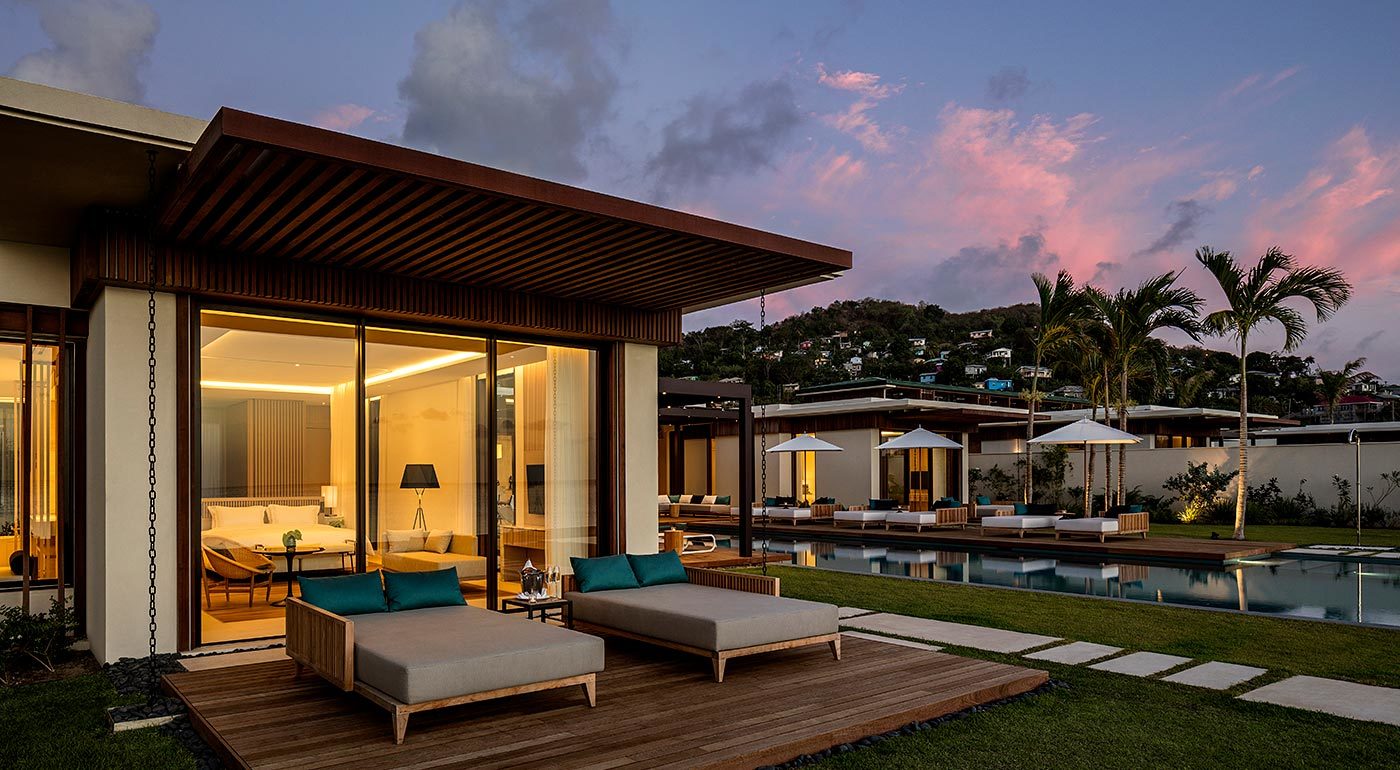 AW2-Silversands-Saint-Georges-Grenade-Beachfront-Villa-main-Master-Bedroom-Terrace-at-Dusk